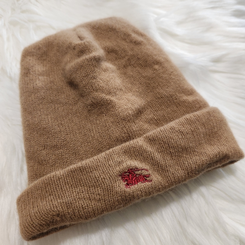 BURBERRY Vintage Knit cap logo embroidery hat Made in England Small